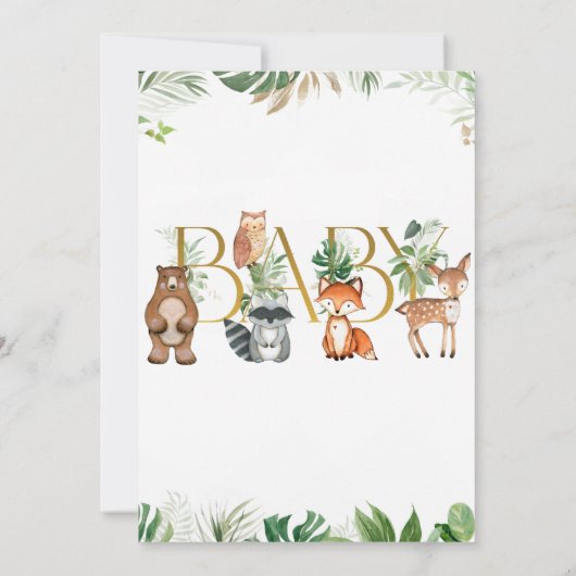 Invitation Chic Bois Animaux Baby shower verdoyant (Dos)