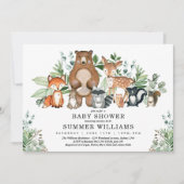 Invitation Chic Bois Animaux Forêt Baby shower Neutre (Devant)