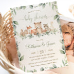 Invitation Chic Bois Animaux Végétation Baby shower Neutre<br><div class="desc">Personnalisez cette invitation baby shower chic animaux de bois avec votre propre libellé facilement et rapidement,  appuyez simplement sur le bouton customiser pour réorganiser et formater le style et le placement du texte. Objets correspondants disponibles en magasin ! c) Le Happy Cat Studio.</div>
