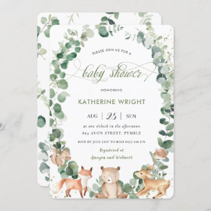 Invitation Chic Bois Animaux Végétation Baby shower Neutre