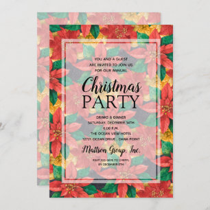 Invitation Chic Bold Poinsettias Noël Party