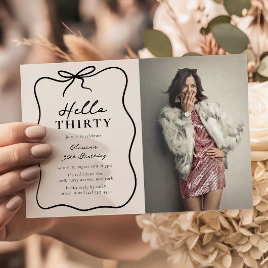 Invitation Chic Bonjour Trente' Photo 30e Anniversaire