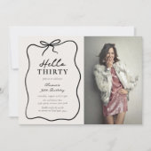 Invitation Chic Bonjour Trente' Photo 30e Anniversaire (Devant)