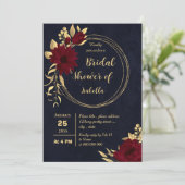 Invitation Chic bordeaux et or marine nuptiale douche (Debout devant)