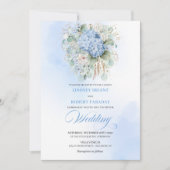 Invitation Chic Botanical Boho Pastel Blue Hydrangea Wedding (Devant)