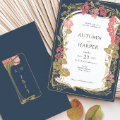 Invitation Chic Botanical Navy et Blush Mariage