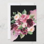 Invitation Chic Bourgogne Blush Rose Black Quinceanera Floral (Dos)