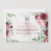 Invitation Chic Bourgogne Blush Rose Floral Mariage (Dos)