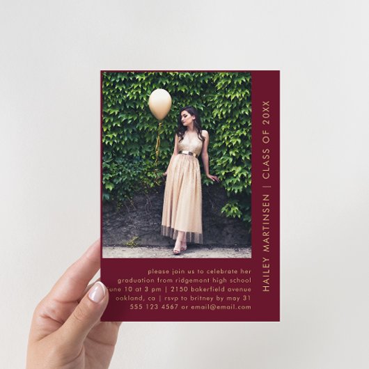 Invitation Chic Bourgogne Deux Soirées Photo Graduation