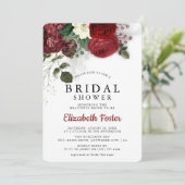 Invitation Chic Bourgogne & Fête des mariées Florale Blanche (Debout devant)