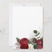 Invitation Chic Bourgogne & Fête des mariées Florale Blanche (Dos)