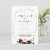 Invitation Chic Bourgogne Fête Florale de la vie funéraire (Debout devant)