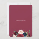 Invitation Chic Bourgogne Fête Florale de la vie funéraire (Dos)