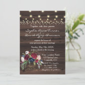 Invitation Chic Bourgogne Fleurs Bleues Vieux Mariage de gran (Debout devant)