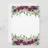 Invitation Chic Bourgogne Fleurs Brunch Fête des mariées (Dos)