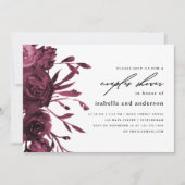 Invitation Chic Bourgogne Floral Mariage Couples Douche (Devant)