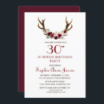 Invitation Chic Bourgogne Marsala Floral Antlers 50e annivers<br><div class="desc">Un design rustique et bohème pour des événements spéciaux, toutes saisons ! Ce design présente des bois de cerfs, un bouquet de fleurs de marsala, des flèches avec des fleurs de marsala et au fond un arrière - plan bordeaux. Utilisez l'outil Personnaliser pour ajouter vos informations. Pour plus d'informations, visitez...</div>