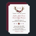 Invitation Chic Bourgogne Marsala Floral Antlers Mariage<br><div class="desc">Un design rustique et bohème pour des événements spéciaux, toutes saisons ! Ce design présente des bois de cerfs, un bouquet de fleurs de marsala, des flèches avec des fleurs de marsala et au fond un arrière - plan bordeaux. Utilisez l'outil Personnaliser pour ajouter vos informations et apporter des modifications....</div>