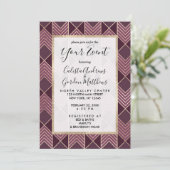 Invitation Chic Bourgogne or Arrowhead Chevron géométrique (Debout devant)