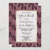 Invitation Chic Bourgogne or Arrowhead Chevron géométrique (Devant / Derrière)