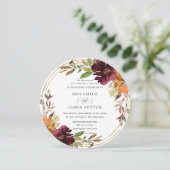 Invitation Chic Bourgogne Orange Floral Mariage de automne d' (Debout devant)