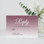 Invitation Chic Bourgogne Parties scintillant Ombre RSVP (Debout devant)