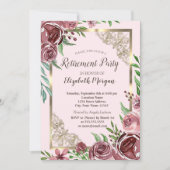 Invitation Chic Bourgogne Rose Gold Frame Retirement (Devant)
