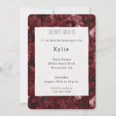 Invitation Chic Bourgogne Rouge Floral Anniversaire (Devant)