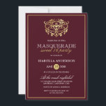Invitation Chic Bourgogne Rouge & Or Masquerade Sweet 16 Part<br><div class="desc">Chic Bourgogne Rouge & Or Masquerade Sweet 16 Invitations de fête. Doté d'un faux masque en feuille d'or au sommet contre un arrière - plan rouge bordeaux. Parfait pour une fête de 16 ans moderne et classe !</div>