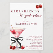 Invitation Chic Bow Cherry Martini Galentines Dinner Party (Devant)