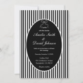 Invitation Chic Bow Minimalist Stripe Black white Wedding (Devant)