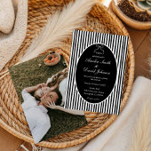 Invitation Chic Bow Minimalist Stripe Black white Wedding