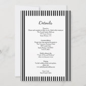 Invitation Chic Bow Minimalist Stripe Black White wedding (Devant)