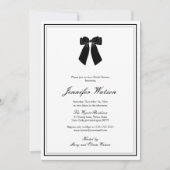 Invitation Chic Bow Noir Et Blanc Vieux Argent Fête des marié (Devant)