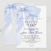 Invitation Chic Bow Something Blue Before I DO Bridal Shower (Devant / Derrière)