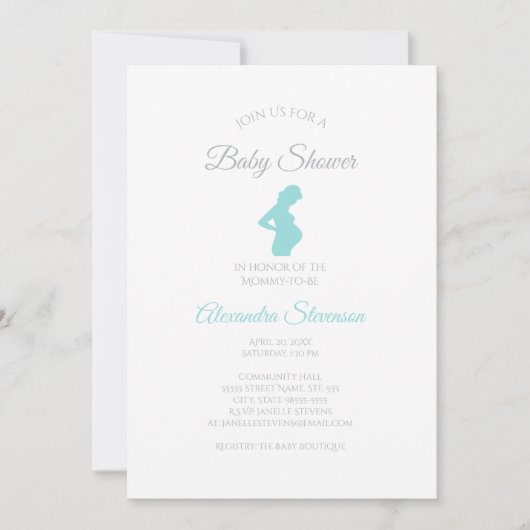 Invitation Chic Boy Baby shower Femme Enceinte Bump bébé (Devant)
