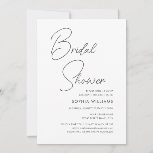 Invitation Chic Bridal Shower Modern Script Teal Stripes (Devant)