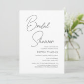 Invitation Chic Bridal Shower Modern Script Teal Stripes (Debout devant)