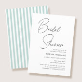 Invitation Chic Bridal Shower Modern Script Teal Stripes