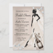 Invitation Chic Bride beige étincelle Fête des mariées diaman (Devant)