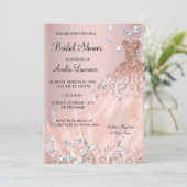 Invitation Chic Bride robe rose rousse Fête des mariées diama (Debout devant)