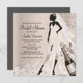 Invitation Chic Bride & Sparkle Diamond Fête des mariées 2 (Devant / Derrière)