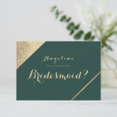 Invitation Chic Bridesmaid bois glamour vert or (Debout devant)