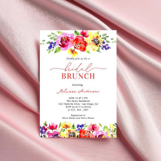 Invitation Chic Bright Coloral Bridal Brunch