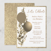 Invitation chic bronze et or pour anniversaire pai (Devant / Derrière)