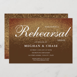 Invitation Chic Brown Gold Glitter Rehearsal