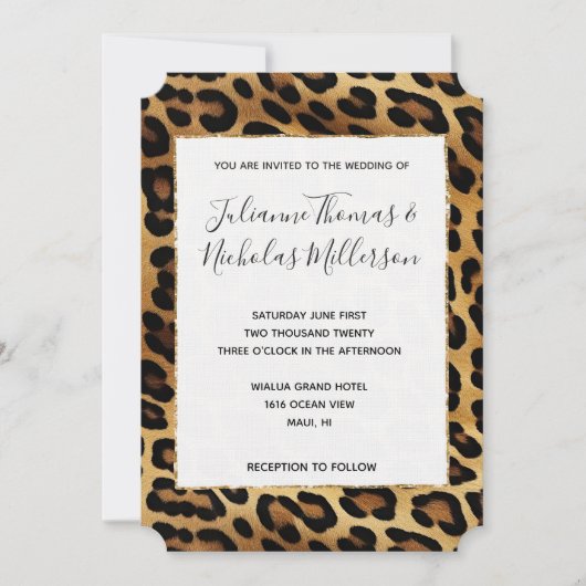 Invitation Chic Brown Leopard Mariage (Devant)