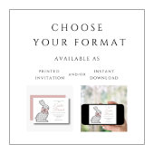 Invitation Chic Bunny rose Brunch de Pâques