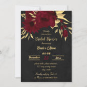Invitation Chic burgundy et doré noir nuptiale douche (Devant)