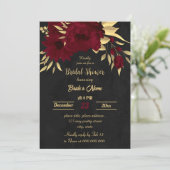 Invitation Chic burgundy et doré noir nuptiale douche (Debout devant)